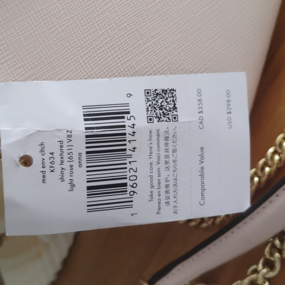 Kate Spade π₯ NWT π₯ Anna - Blush Pink Clutch with Gold Chain Crossbody Option - Picture 3 of 17
